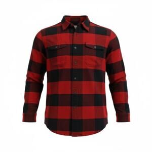 Heritage Flannel Mens Red & Black Plaid Button Down Shirt - Size: Medium